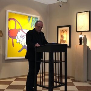 Sven Eric Bechtolf, reading at art salon "Art Salzburg", 2019
